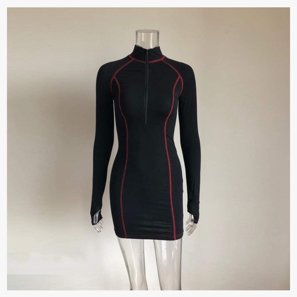 Black half zip dress